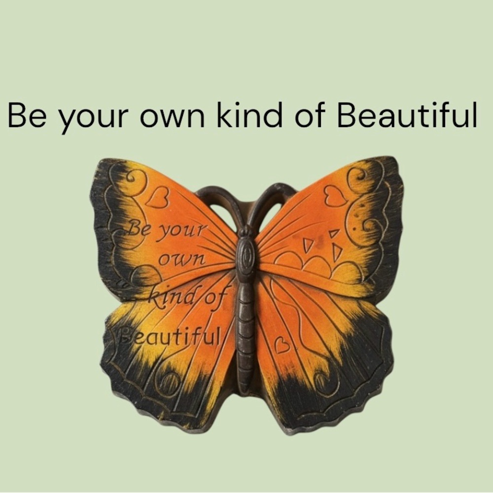 MayRich, Dk. Orange Butterfly With Inspirational message Wall Decor.  9.5x10